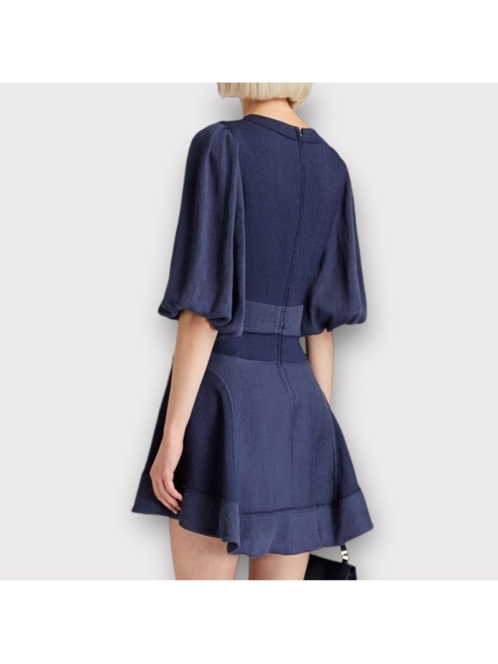 Jonathan Simkhai Navy Puff-Sleeve Mini Dress - Picture 2 of 5